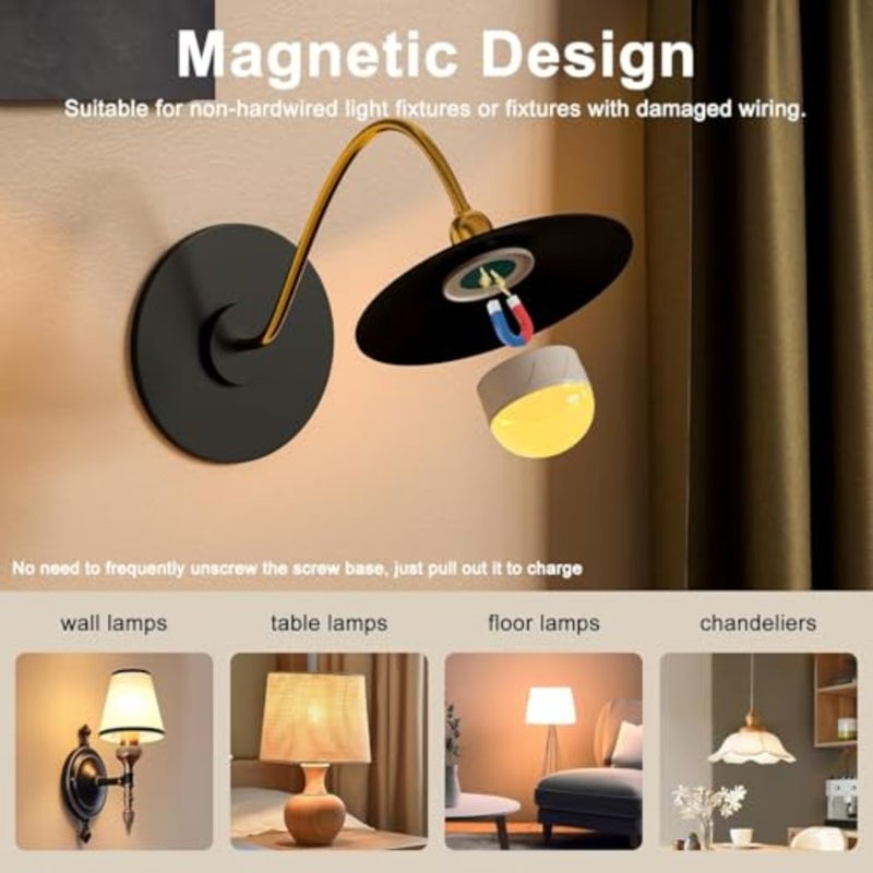 2200mAh rechargeable bulb, 3 color temperature/12 color/timer/dimmer/color changing bulb, detachable base, magnetic, battery powered bulb, suitable for non hard wired use - Image 4