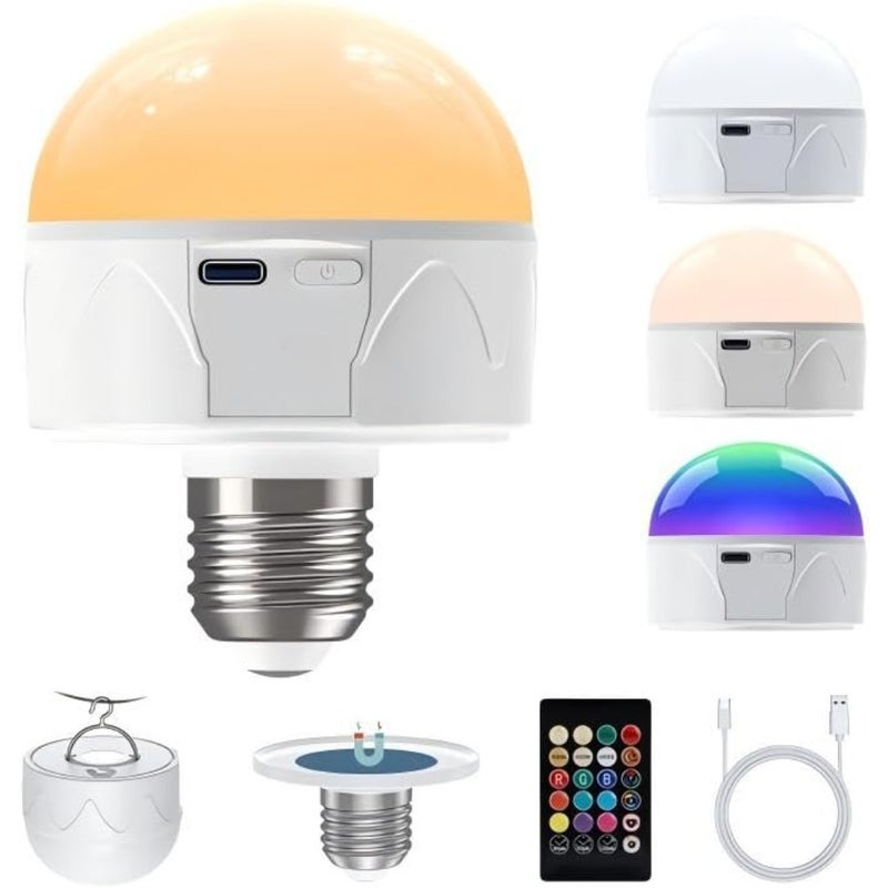 2200mAh rechargeable bulb, 3 color temperature/12 color/timer/dimmer/color changing bulb, detachable base, magnetic, battery powered bulb, suitable for non hard wired use - Image 1