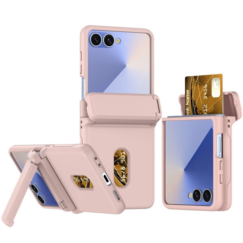 غطاء واقي | مقاوم للصدمات لـ Samsung Galaxy Z Flip 5 | وردي | PC | حامل بطاقات | حماية من السقوط - Image 1