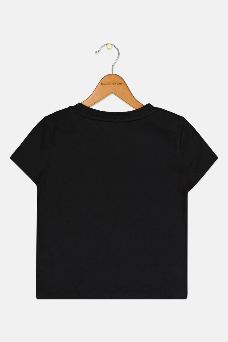 GAP Kids Girl Round Neck Short Sleeve Floral Print T-Shirt, Black - Image 2