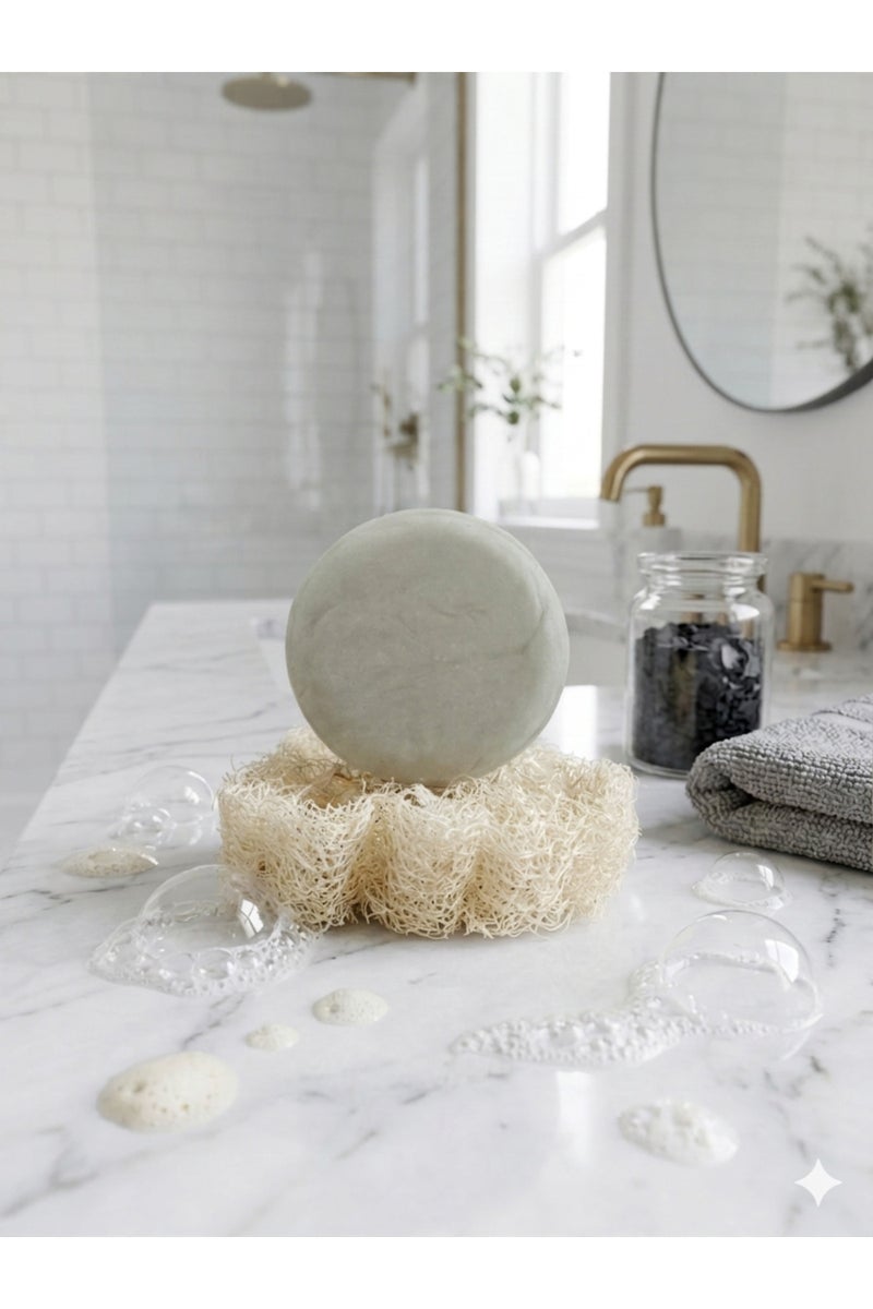 Solid Shampoo for Dry & Damaged & Colored Hair - Rosemary & Geranium & Castor Oil - 100 g - Pumpkin Fiber Gift - Image 3