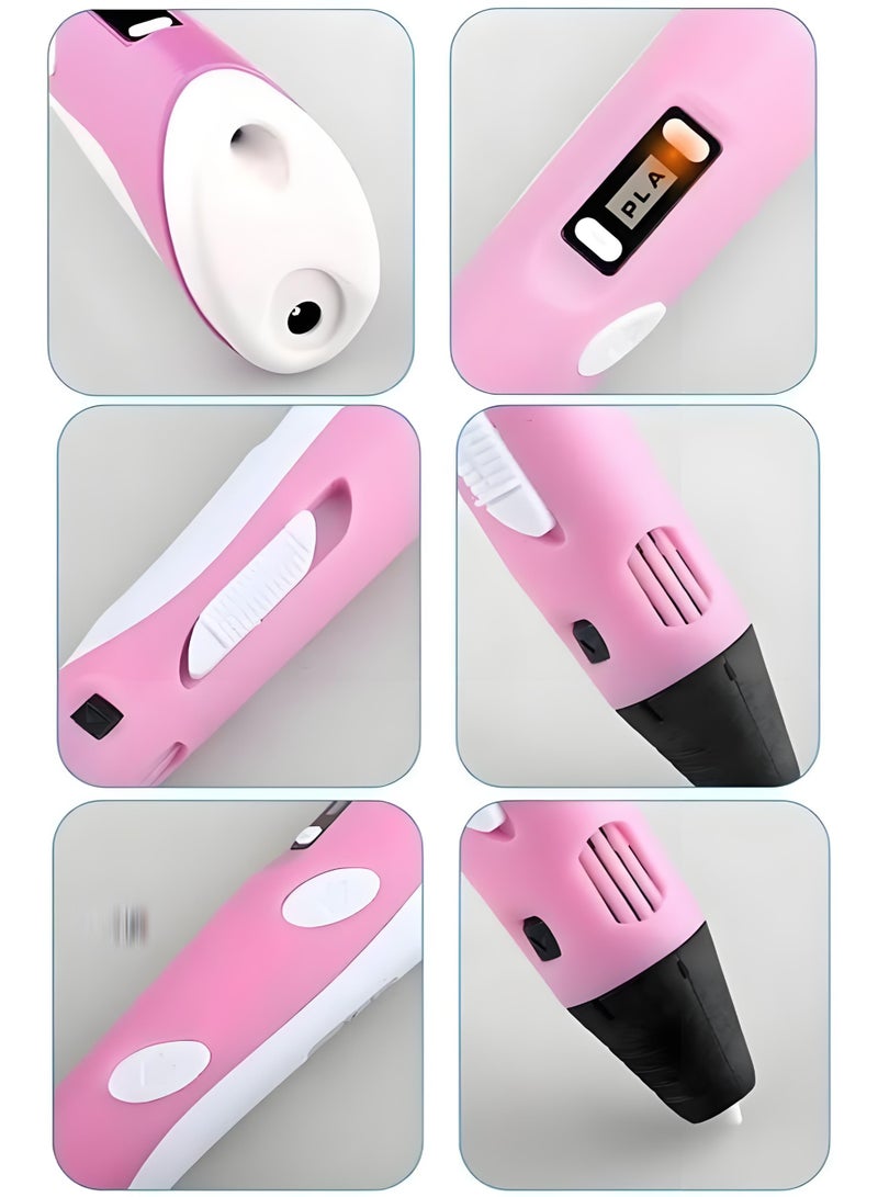 Wish Plus Educational Gift For Kids 3D Pen Kit ABS & PLA Compatible Drawing Pen Cool Crafts Speed Control Ultrasonic Sealed Nozzle Ergonomic Design(Pink) - Image 4