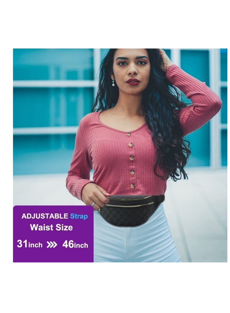 SYOSI حقيبة خصر نسائية أنيقة ولطيفة، هدية للفتيات المراهقات، حقيبة سفر للمشي لمسافات طويلة وركوب الدراجات والجري، حقيبة هاتف محمول مع جميع الهواتف المحمولة (أسود) - Image 1