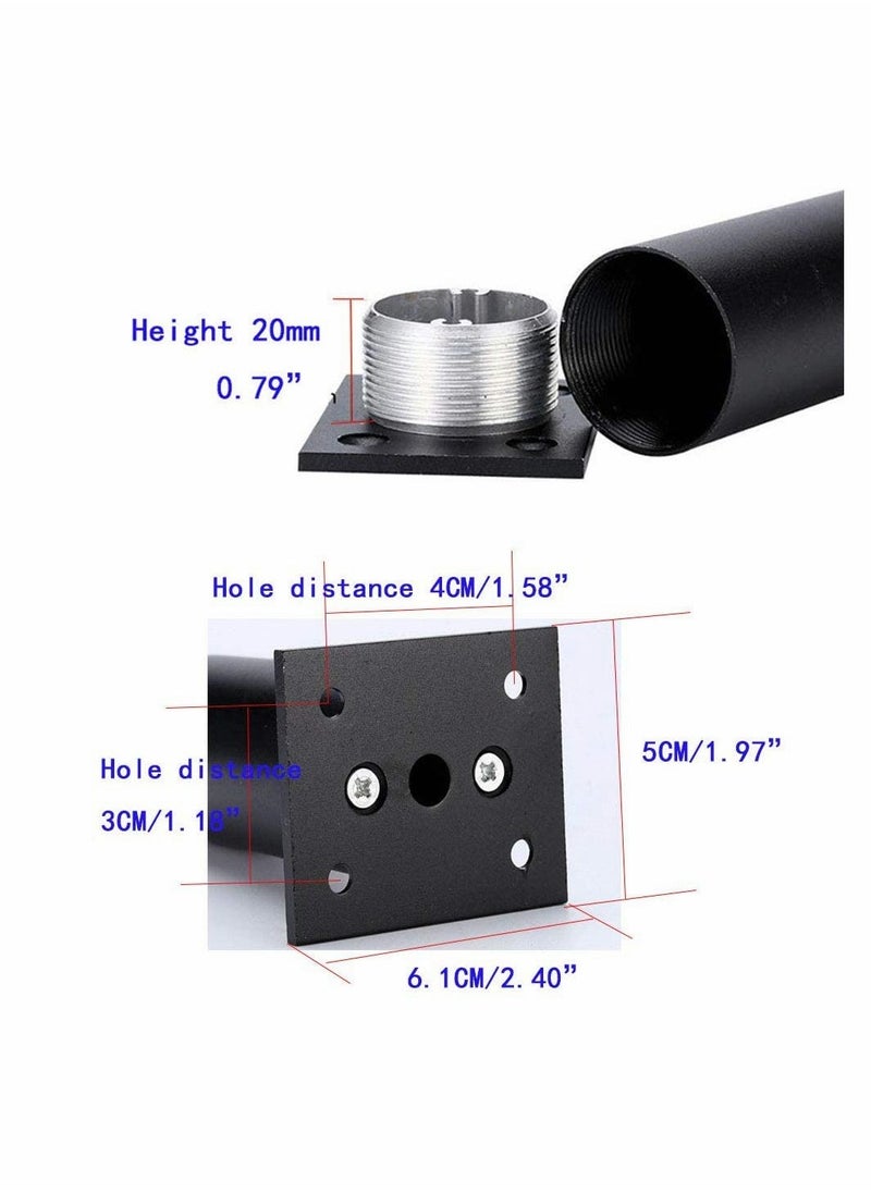 4-Pack Aluminum Alloy Furniture Cabinet Adjustable Feet Metal Round Sofa Bed Foot Legs Support with Screws, 3-Inch Height 1.5-Inch Diameter, Black - Image 2