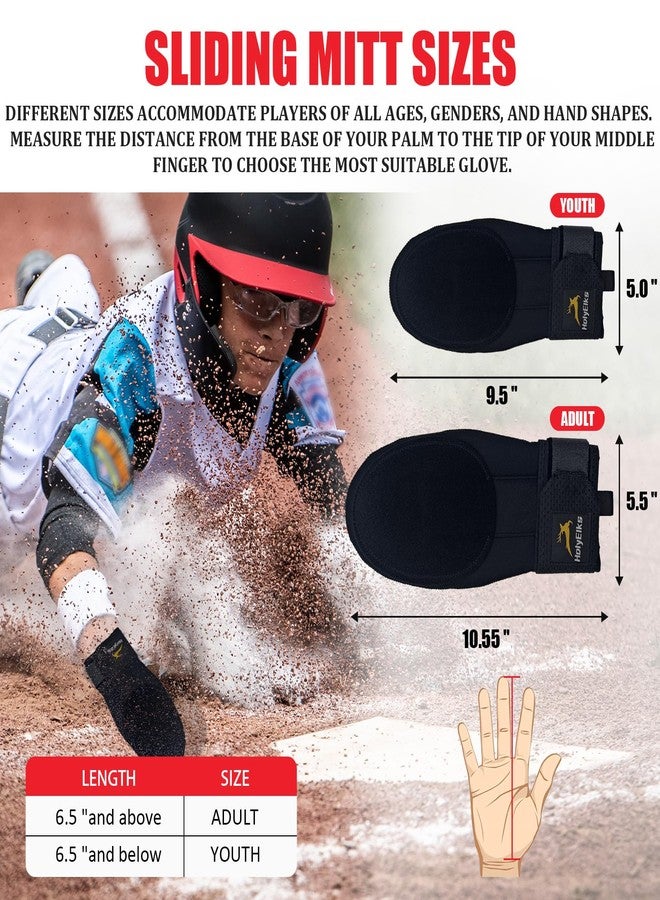 HolyElks Sliding Mitt,Baseball Softball Sliding Glove for Kid Youth Adult - Flexible,Breathable,Durable,Easy to Wear (Adult, Both (Universal), Black) - Image 3