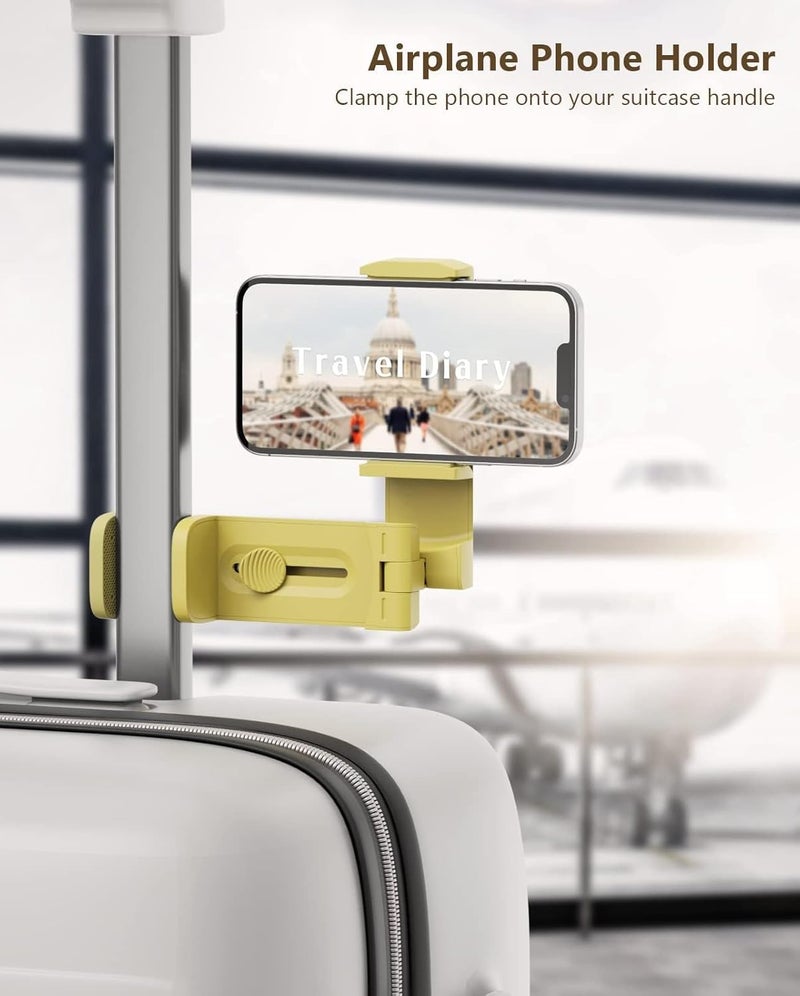 MiiKARE Airplane Travel Essentials Phone Holder, Universal Handsfree Phone Mount for Flying with 360 Degree Rotation, Accessory for Airplane, Travel Must Haves Phone Stand for Desk, Tray Table, Yellow - Image 2