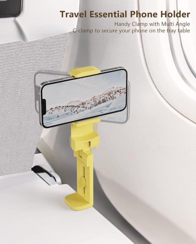 MiiKARE Airplane Travel Essentials Phone Holder, Universal Handsfree Phone Mount for Flying with 360 Degree Rotation, Accessory for Airplane, Travel Must Haves Phone Stand for Desk, Tray Table, Yellow - Image 3