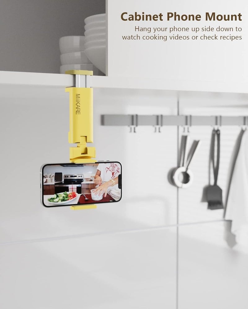 MiiKARE Airplane Travel Essentials Phone Holder, Universal Handsfree Phone Mount for Flying with 360 Degree Rotation, Accessory for Airplane, Travel Must Haves Phone Stand for Desk, Tray Table, Yellow - Image 5