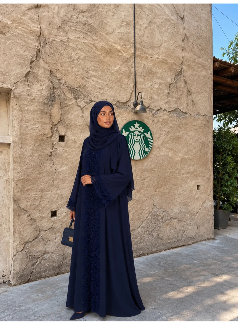 Ophelia Al Zahra 3-Piece Open Abaya Set with Inner Dress & Matching Hijab