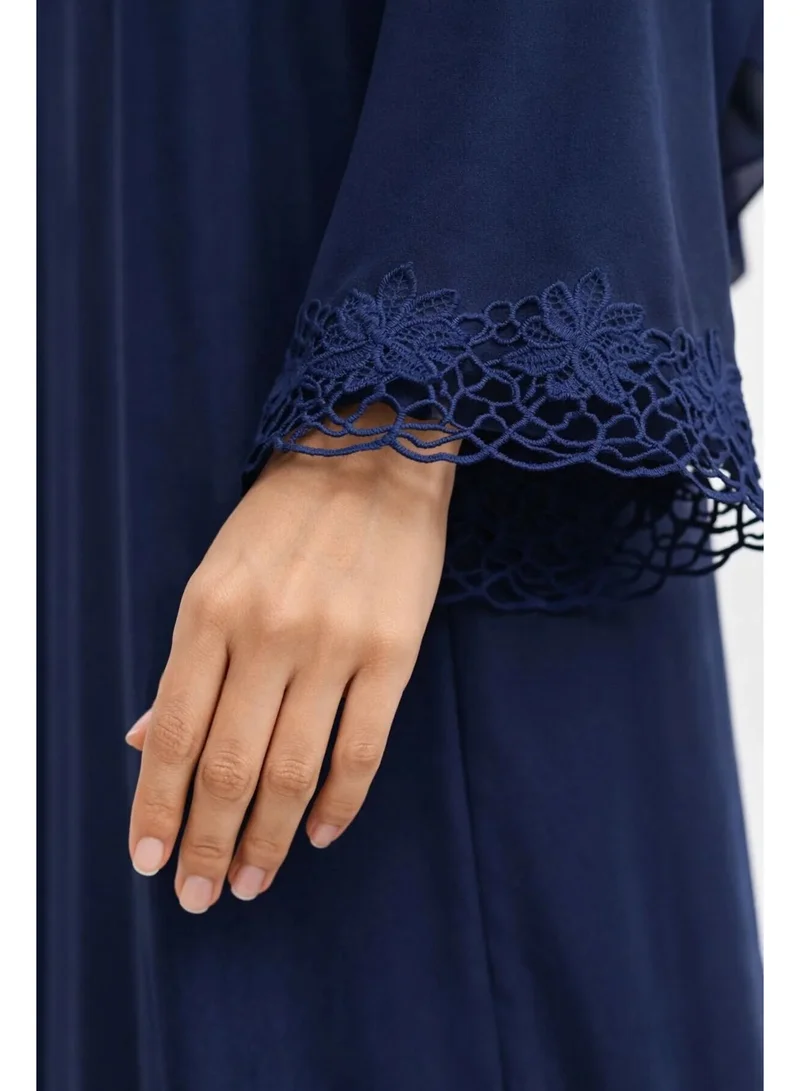 Ophelia Al Zahra 3-Piece Open Abaya Set with Inner Dress & Matching Hijab