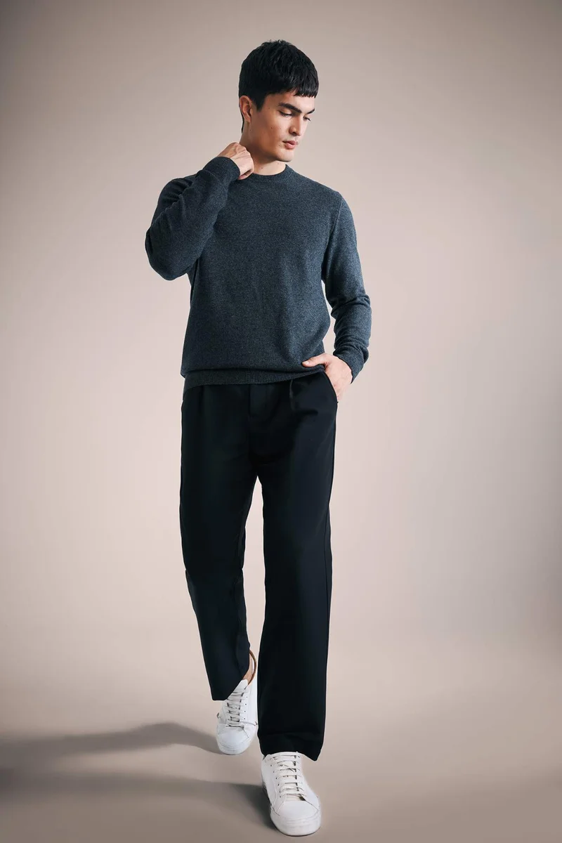ديفاكتو Wool Cashmere Standard Fit Crew Neck Pullover