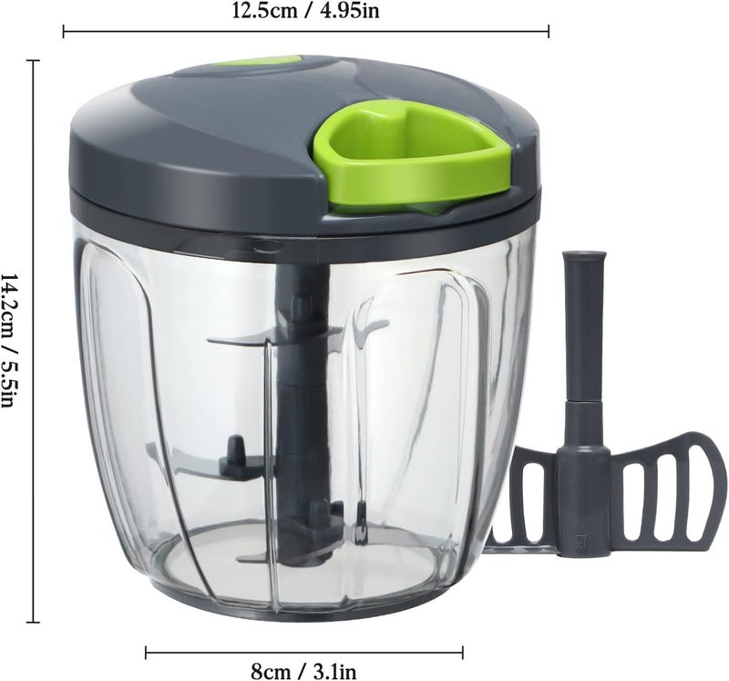 Cambom Manual Food Chopper Vegetable Cutter, Hand String Vegetable Chopper Onions Cutter for Vegetable Fruits Nuts BPA Free Food Safe Material, 900ml Grey - Image 5
