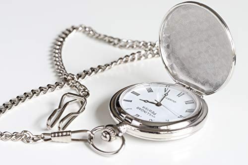 Biddy Murphy Shamrock Pocket Watch Made in Ireland Shamrock Pewter Medallion Stainless Steel Case with Chain, Made in Ireland - Image 3
