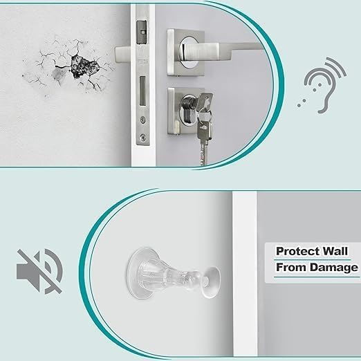 MVM Enterprise MVM Enterprise Silicone Door Stopper Magnetic Holder Wall Mount DamageFree with Durable Waterproof ecoFriendly Special Adhesive no Need to Drill Collision Mute 3 pcs  - Image 4