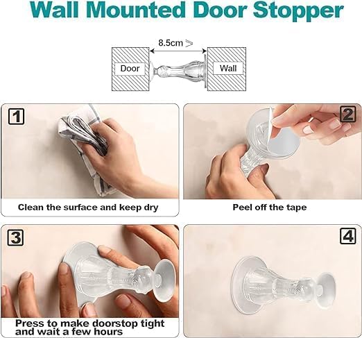 MVM Enterprise MVM Enterprise Silicone Door Stopper Magnetic Holder Wall Mount DamageFree with Durable Waterproof ecoFriendly Special Adhesive no Need to Drill Collision Mute 3 pcs  - Image 3