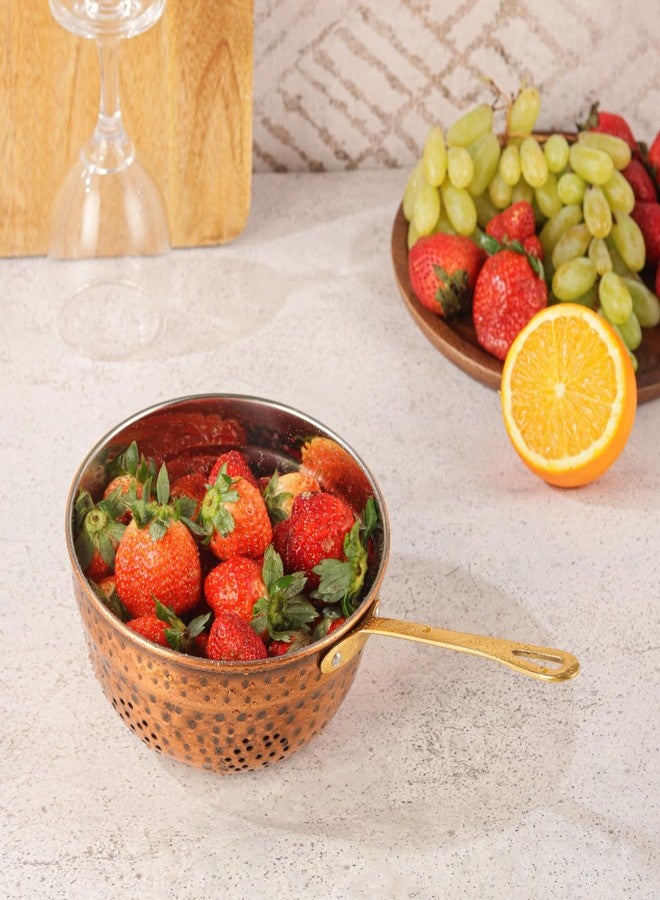 ALCU Colander with Brass Handle Copper Antique, Stainless Steel (204) Colander, Colander for Washing Fruits, Vegetables, Rice & More - Image 2