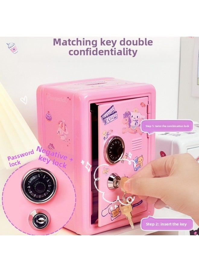 Generic - Piggy Bank 2024 Girls Password Safe Children Can't Enter Small Household Savings Box-color:Princess Pink—Large Upgraded Model [Smart Code + Key] Free 15 Three-dimensional Patches + Rabbit Stickers - Image 1