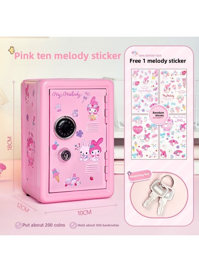 Generic - Piggy Bank 2024 Girls Password Safe Children Can't Enter Small Household Savings Box-color:Princess Pink—Large Upgraded Model [Smart Code + Key] Free 15 Three-dimensional Patches + Rabbit Stickers - Image 1
