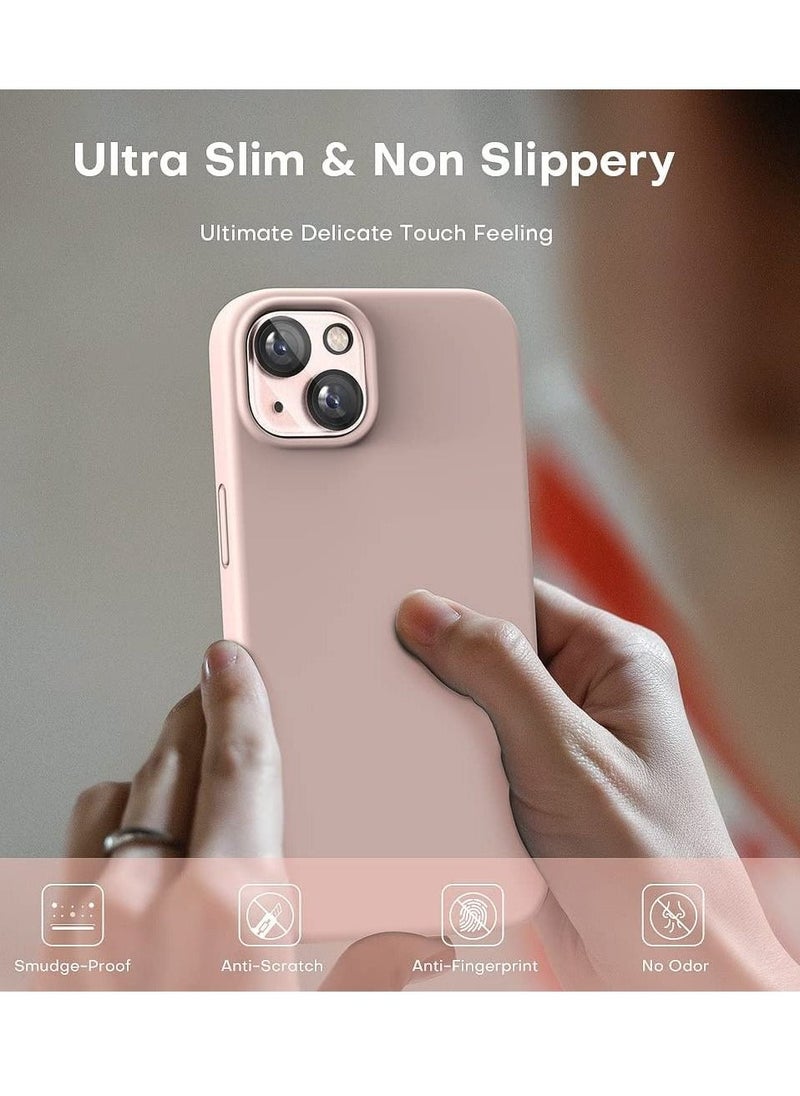 5 in 1 Designed for iPhone 14 Plus Case, with 2 Pack Screen Protector + 2 Pack Camera Lens Protector, Liquid Silicone Ultra Slim Shockproof Protective Phone Case 6.7 Pink - Image 4