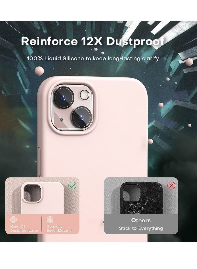 5 in 1 Designed for iPhone 14 Plus Case, with 2 Pack Screen Protector + 2 Pack Camera Lens Protector, Liquid Silicone Ultra Slim Shockproof Protective Phone Case 6.7 Pink - Image 3