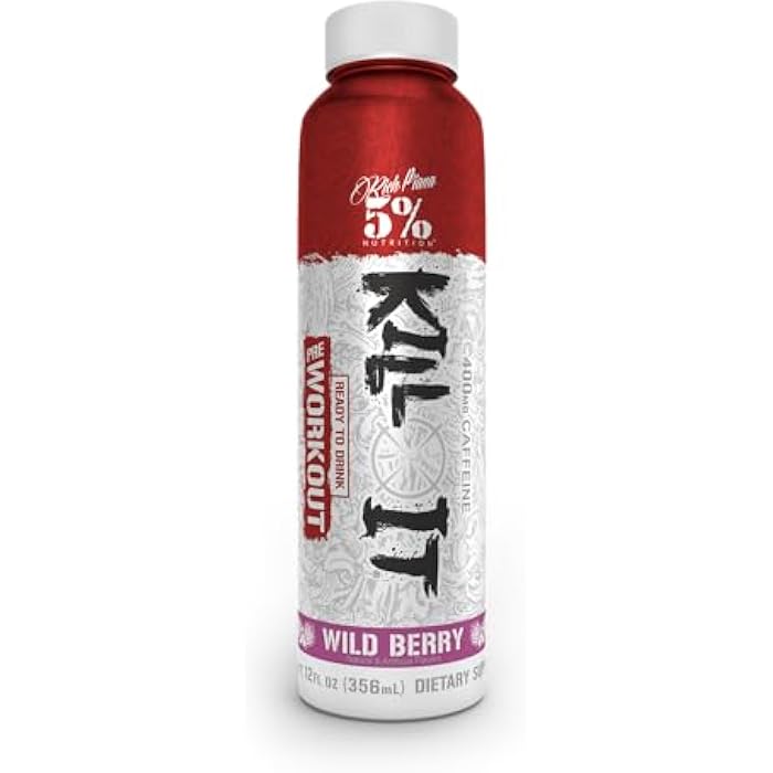 5% Nutrition Kill It Ready-to-Drink High Stim Pre Workout | 400mg Caffeine Energy Drink | Extreme Pump, Endurance, Focus & Hydration | Citrulline, Beta Alanine, Taurine | 1 Pack (Wild Berry) - Image 1