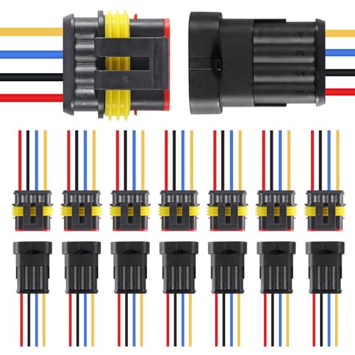 SHUTAO 8Pair 4Pin Connector Waterproof Electrical 4 Pin Plug Auto Electrical Wire Connectors Quick Disconnect Automotive Connectors Marine for Car Truck Boat Automotive Replacement Ignition Plug Connectors - Image 1