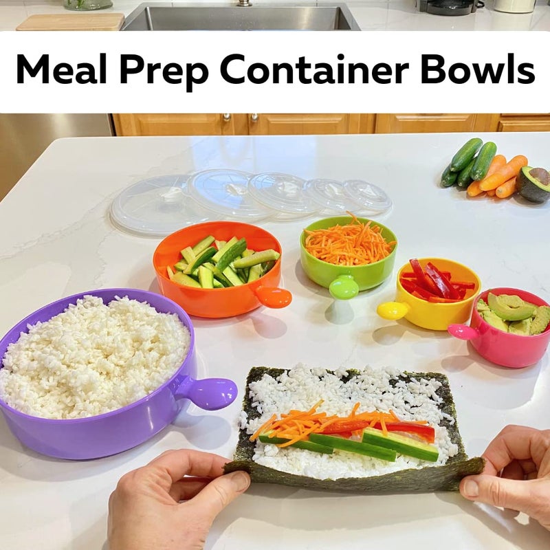 Evelots Microwave Freezer Safe Bowls - 10 Piece Set - With Vented Lids and Handles - Soup Bowls, Ramen, Cookware, Food Container Microwave Safe - BPA Free Plastic - Image 5