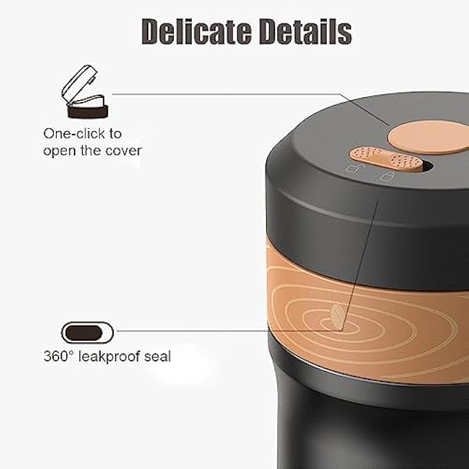 Eacam French Press Coffee Maker For Travel 2Layer Filter Mesh Double Walled Stainless Steel Vacuum Insulated Coffee Maker Cup For Coffee Tea Portable French Press Mug For Travel Office - Image 3