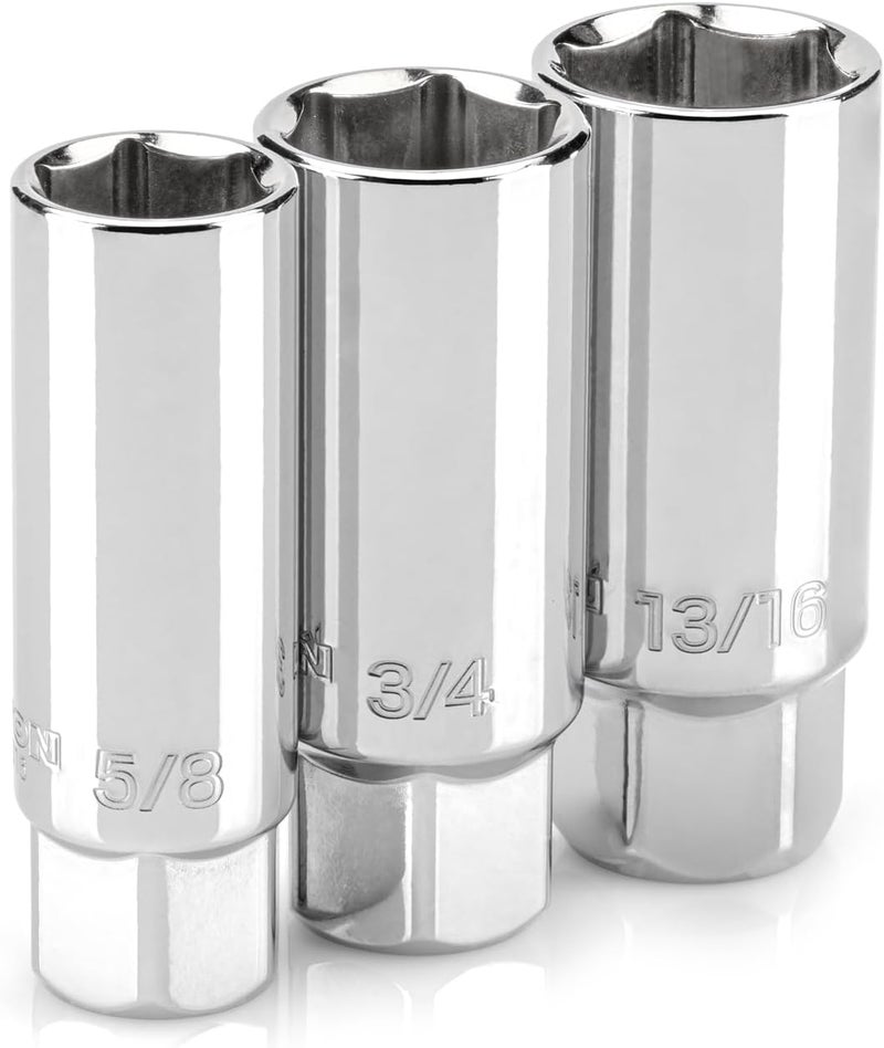 Tekton 3/8 Inch Drive Spark Plug Socket Set, 3-Piece (5/8, 3/4, 13/16 in) | SHD91003 - Image 1