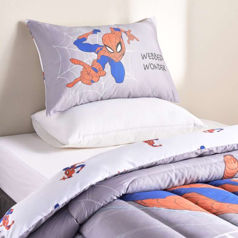 Pan Home طقم لحاف سبايدرمان للأولاد - أحمر ورمادي