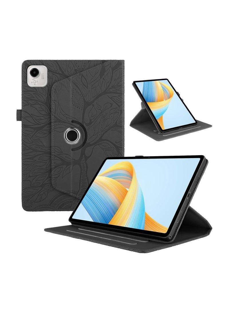 VKL Case Compatible with Honor Pad X9a 11.5 inch 2025, 360 Degree Rotating Stand PU Leather Flip Folio Tablet Case Tree of Life Embossed Shell Shockproof Cover (Black) - Image 1