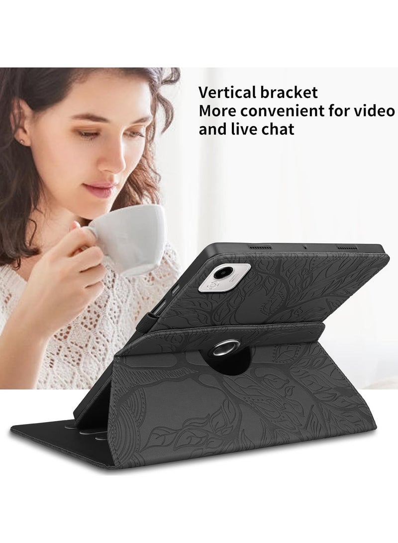 VKL Case Compatible with Honor Pad X9a 11.5 inch 2025, 360 Degree Rotating Stand PU Leather Flip Folio Tablet Case Tree of Life Embossed Shell Shockproof Cover (Black) - Image 3