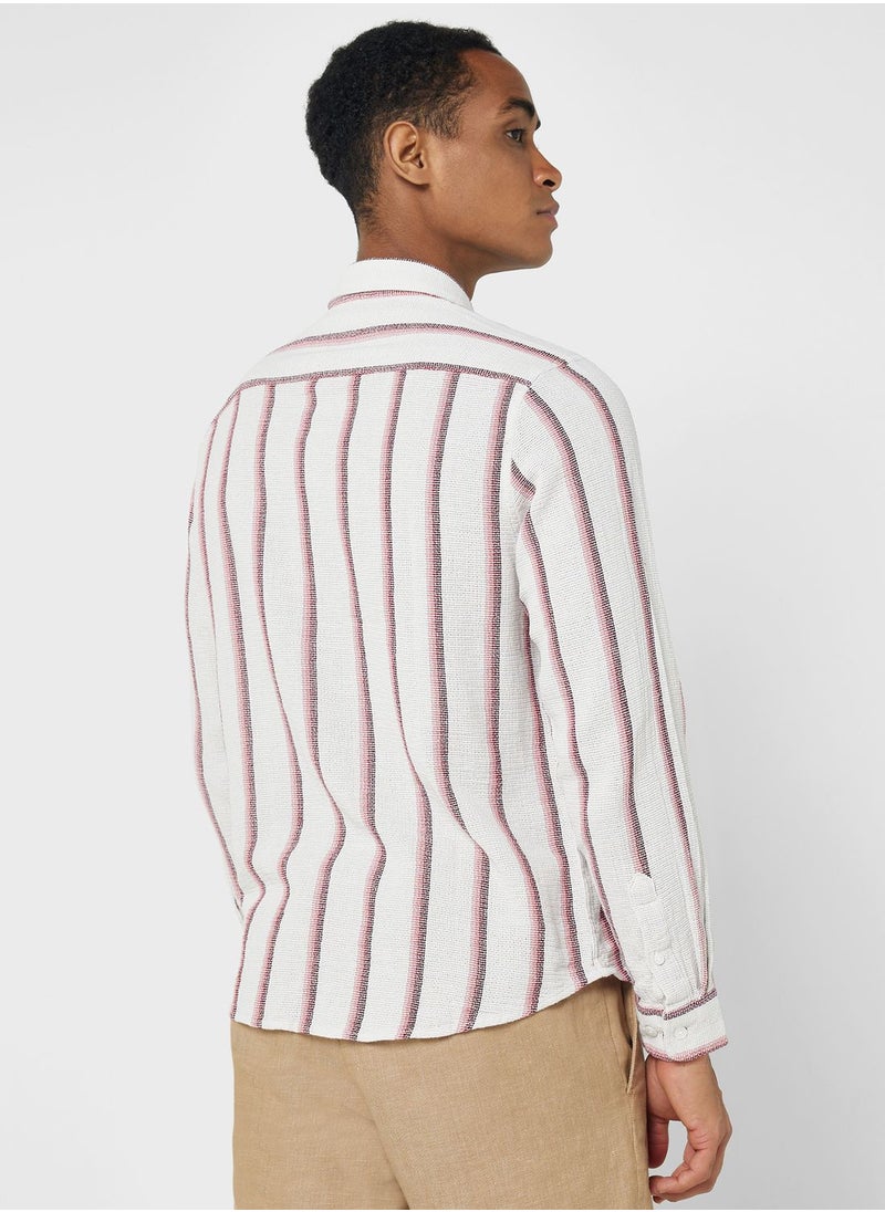 Robert Wood - Long Sleeve Seersucker Stripe Shirt - Image 1