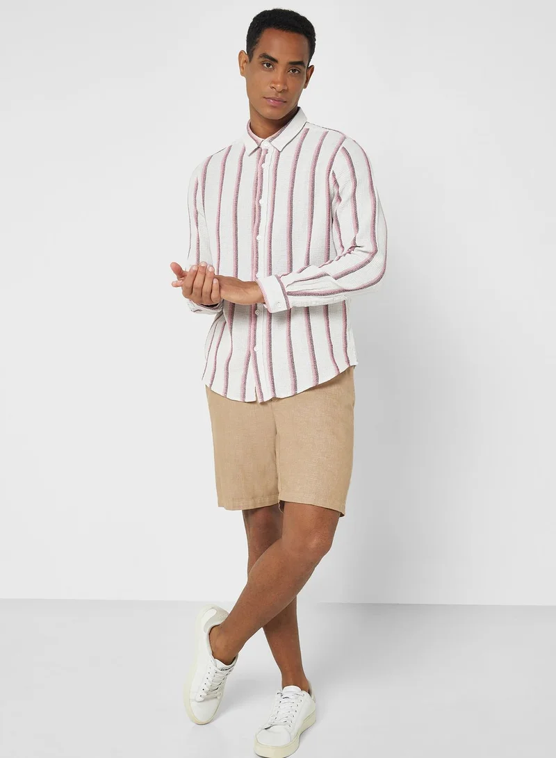 روبرت وود Long Sleeve Seersucker Stripe Shirt