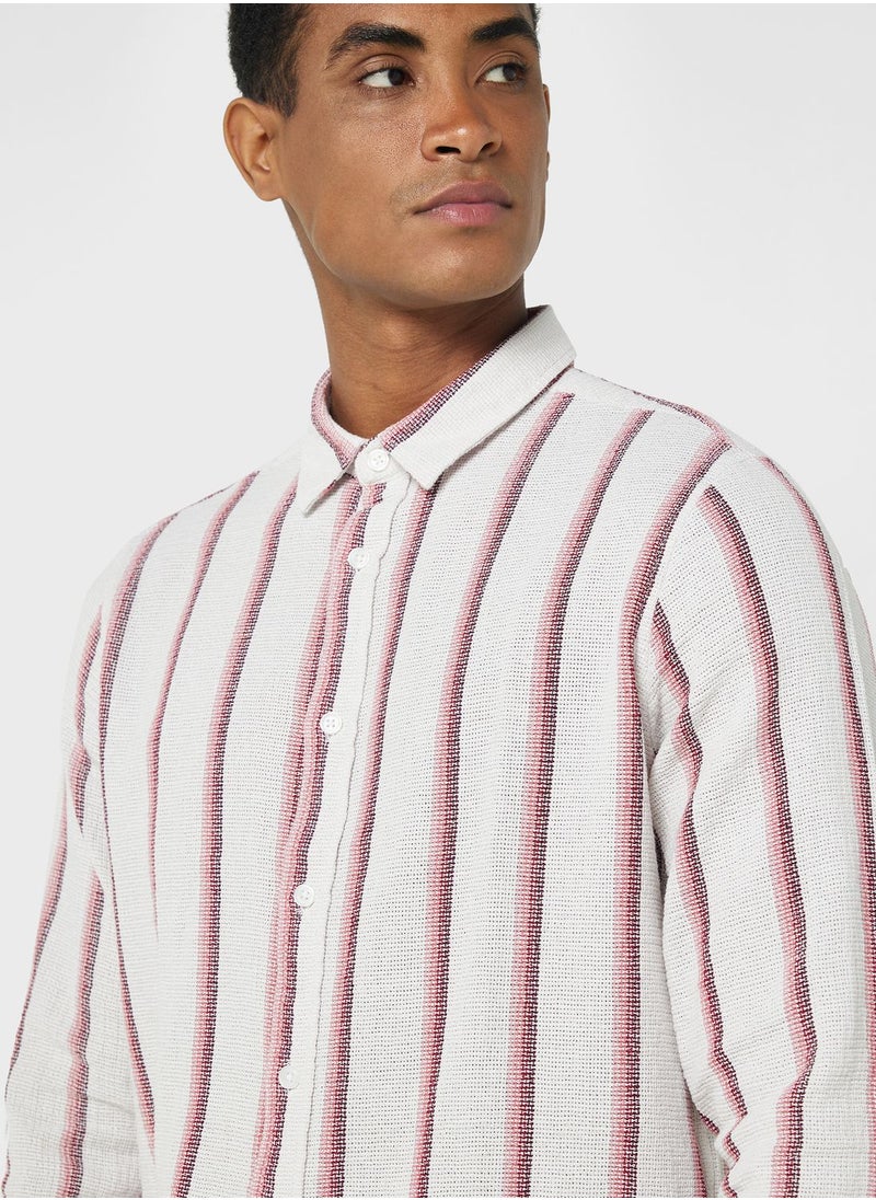 Robert Wood - Long Sleeve Seersucker Stripe Shirt - Image 1