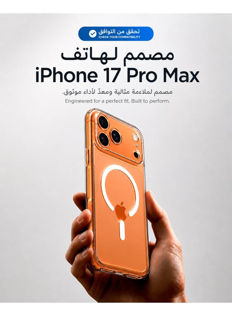 ORYXA iPhone 17 Pro Max Case, 2 IN 1 Magnetic Clear Phone Cover Compatible with MagSafe + Screen Protector, [Never Yellow] Slim Shockproof Full Protection for Apple iPhone 17 Pro Max, Crystal Clear - Image 2