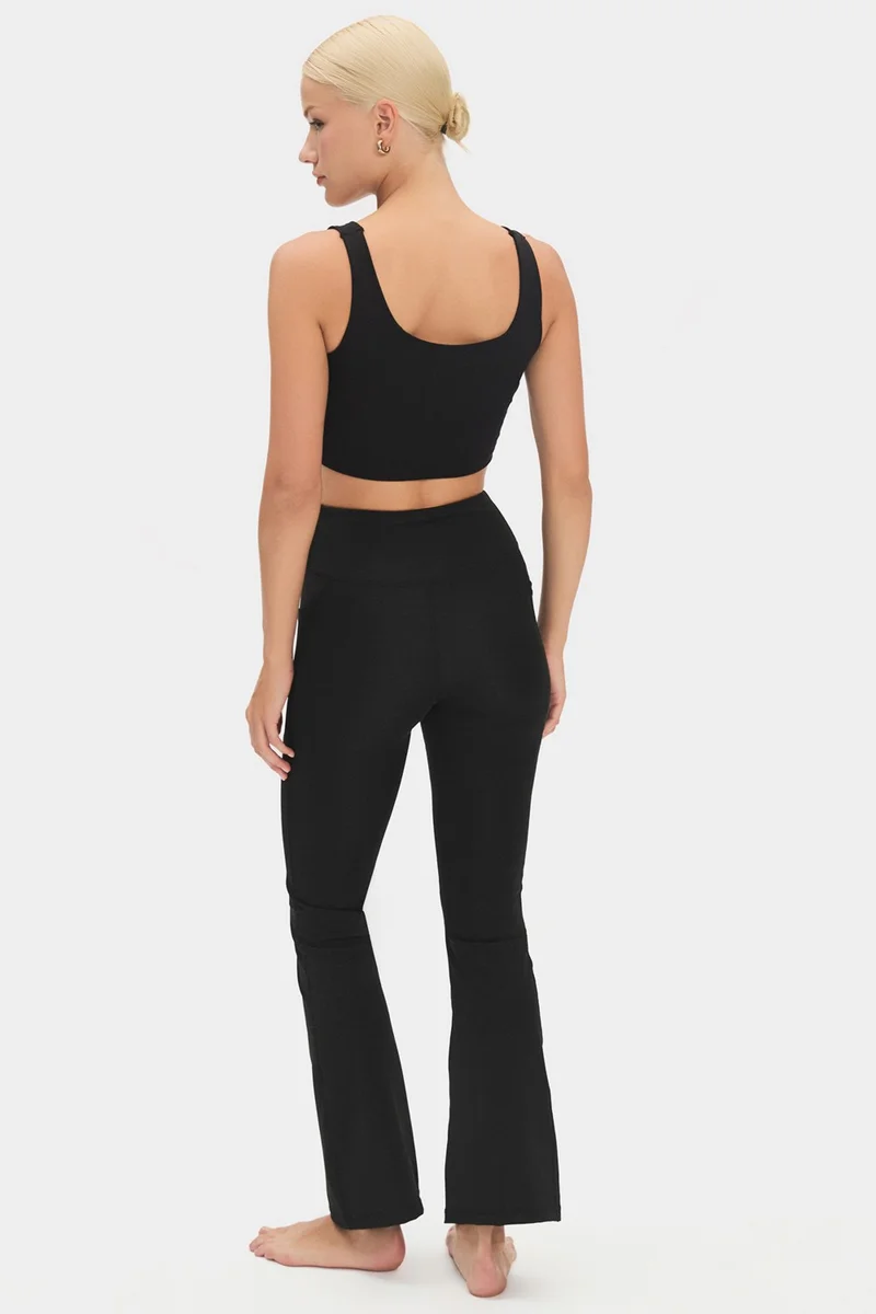 جويستار Women's High Waist Slimming Double Pocketed Bell-bottom Leggings