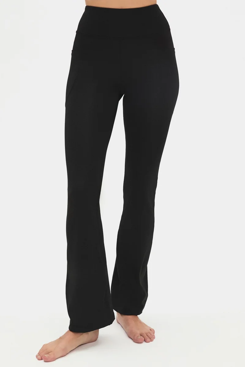 جويستار Women's High Waist Slimming Double Pocketed Bell-bottom Leggings