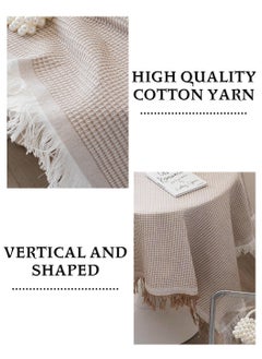 LEOKOR Cotton Linen Tablecloth Rustic Farmhouse Burlap Table Covers with Tassel 130*130CM  - Image 3