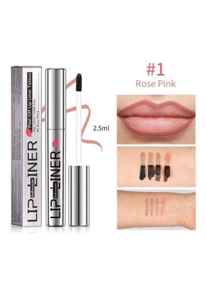 lakerain تاتو قلم تحديد الشفاه القابل للتقشير بقعة شفاه قابلة للتقشير تدوم طويلاً بقعة شفاه قابلة للتقشير مدعمة بحمض الهيالورونيك وفيتامين E مقاومة للماء تدوم طويلاً صبغة شفاه غير لامعة عالية الصبغة بلون موف محايد 01 - Image 2