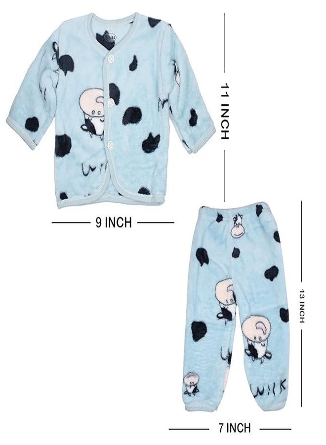 غلان طقم أطفال شتوي دافئ وناعم مطبوع عليه رسوم متحركة من قطعتين بأكمام كاملة من GLAN للأطفال حديثي الولادة حتى عمر 3 أشهر (ألوان عشوائية) - Image 2