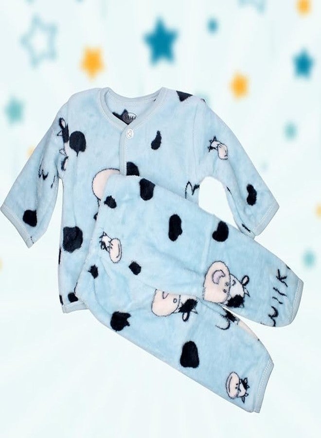 غلان طقم أطفال شتوي دافئ وناعم مطبوع عليه رسوم متحركة من قطعتين بأكمام كاملة من GLAN للأطفال حديثي الولادة حتى عمر 3 أشهر (ألوان عشوائية) - Image 5