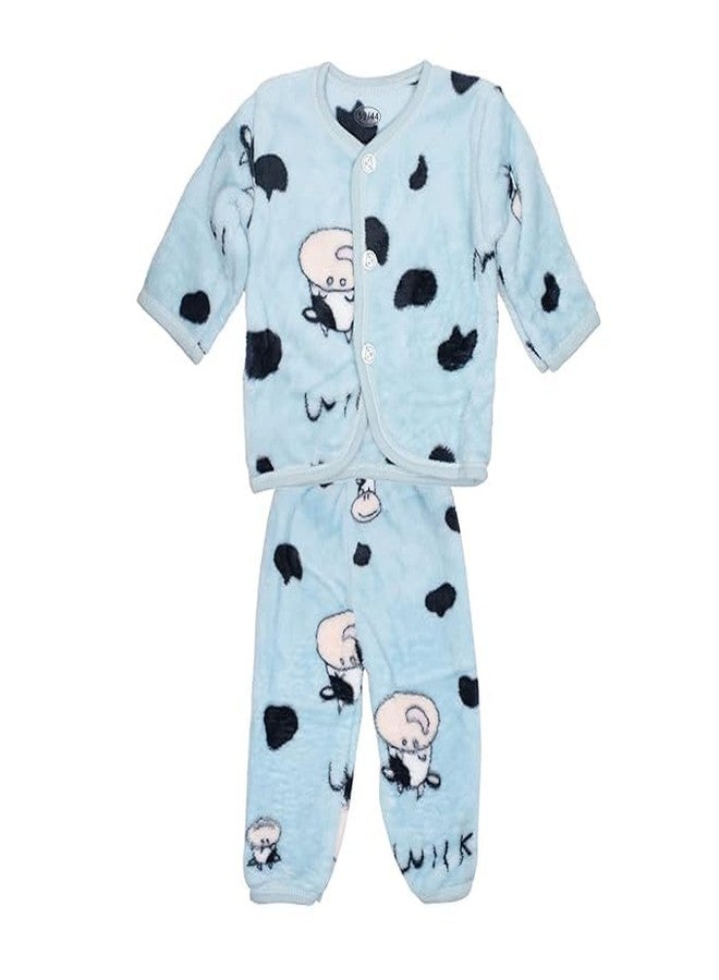 غلان طقم أطفال شتوي دافئ وناعم مطبوع عليه رسوم متحركة من قطعتين بأكمام كاملة من GLAN للأطفال حديثي الولادة حتى عمر 3 أشهر (ألوان عشوائية) - Image 3