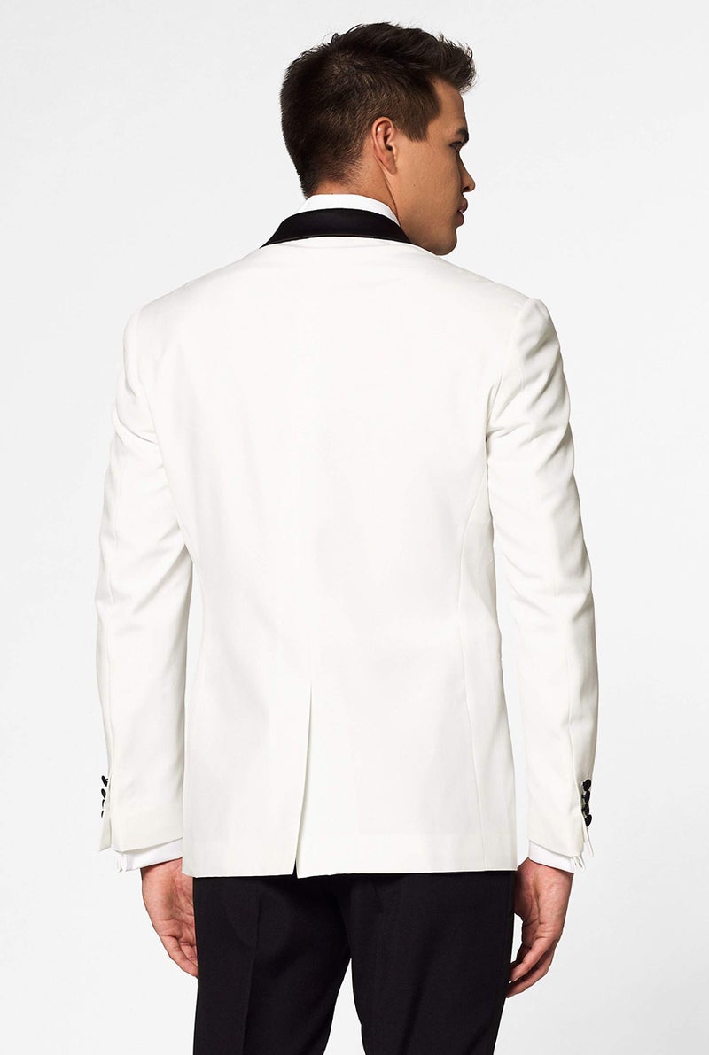 Opposuits Men's Formal Outfit - Premium Tuxedo Suit - Christmas - Slim Fit - White and Black - Includes Blazer, Pants and Bow tie - Image 3