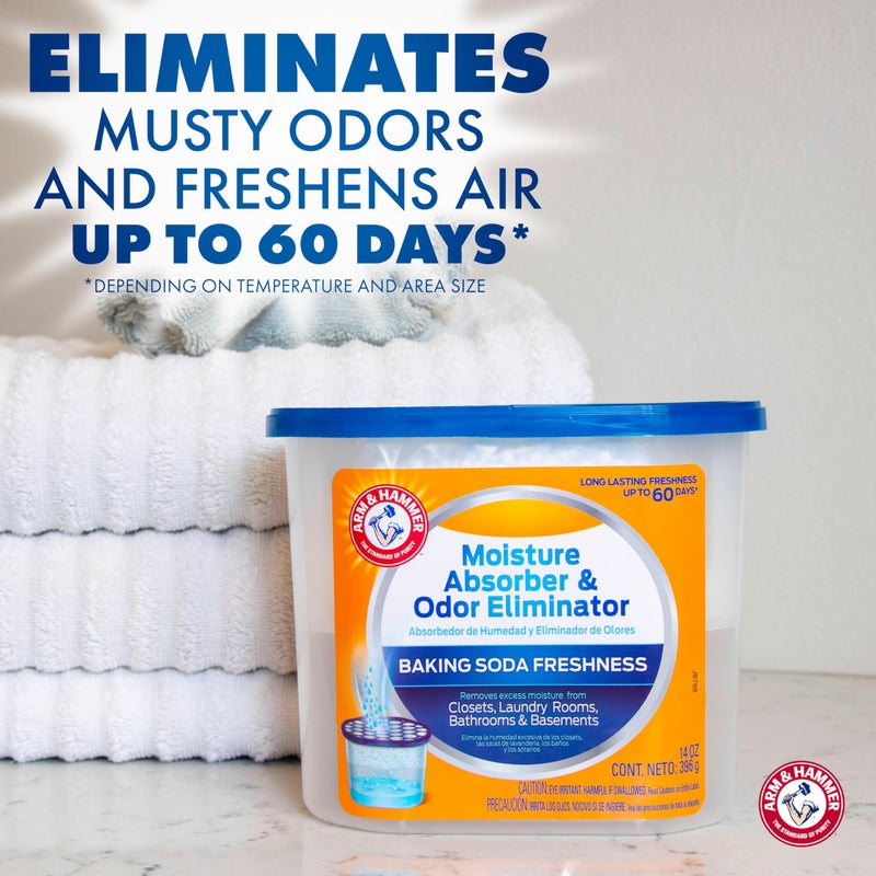 Arm & Hammer Fragrance Free Refillable Moisture Absorber and Odor Eliminator 14 oz. Tub - Image 2