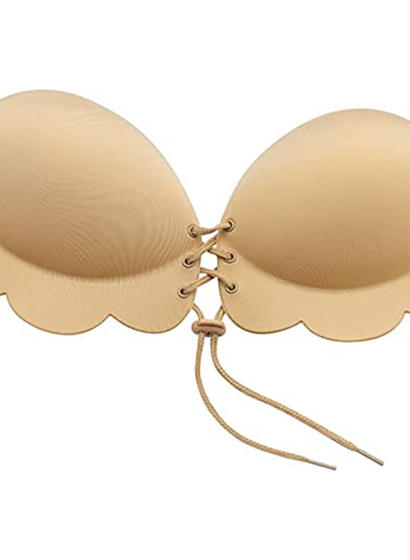 SYOSI Invisible Adhesive Strapless Bra Strapless Push Up Bra Backless Stick ON Bra Silicone Self-Adhesive Bra Sticky Push Up Silicone Bra with Drawstring for Swimsuit Women - Image 1