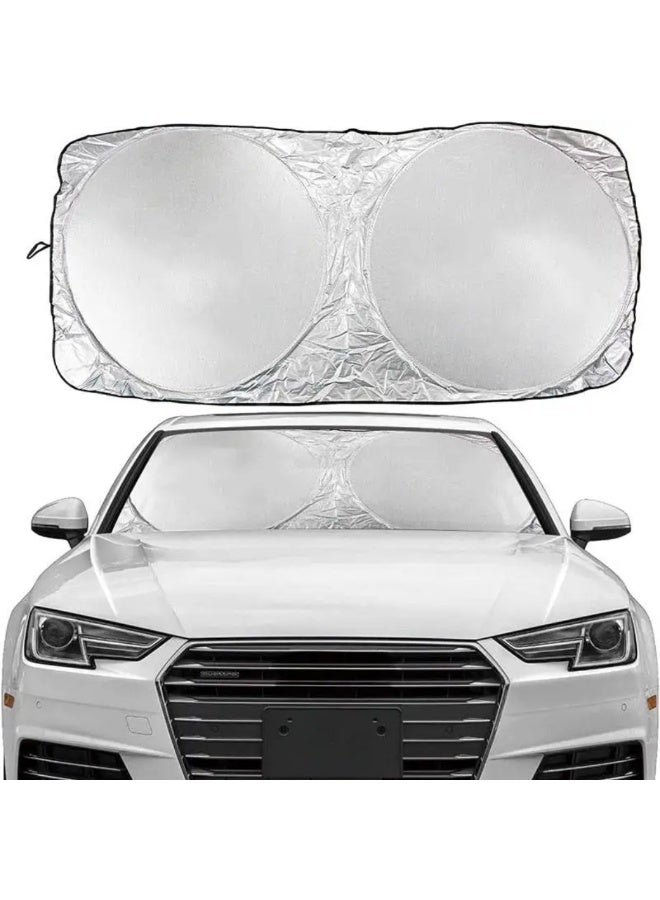 SolidX Car Windshield Sunshade 150x75cm Round– Foldable Nylon Auto Sun Screen with UV Protection & Heat Reduction for Front Windshield - Image 1