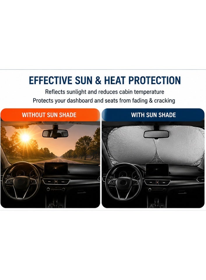 SolidX Car Windshield Sunshade 150x75cm Round– Foldable Nylon Auto Sun Screen with UV Protection & Heat Reduction for Front Windshield - Image 3