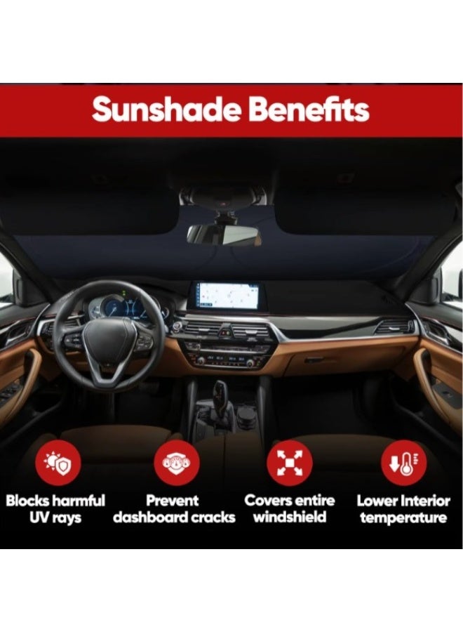 SolidX Car Windshield Sunshade 150x75cm Round– Foldable Nylon Auto Sun Screen with UV Protection & Heat Reduction for Front Windshield - Image 5