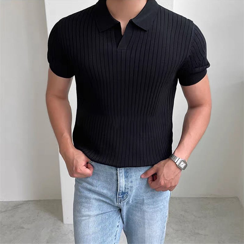 Men's Slim Fit Short Sleeve Polo Shirt Casual Lightweight Turn-Down Collar Top - Image 2